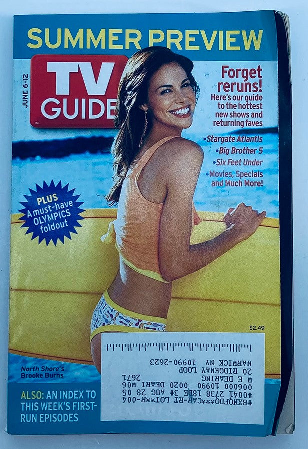 TV Guide Magazine June 6 2004 featuring Brooke Burns on the cover with a Summer Preview theme, showcasing the hottest TV shows and summer programming highlights.