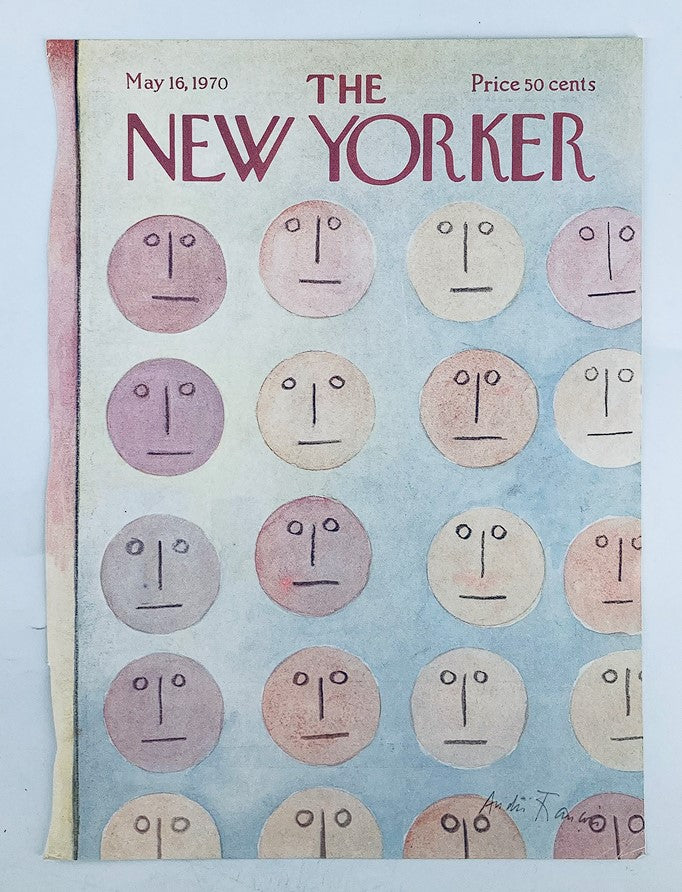 COVER ONLY The New Yorker May 16 1970 with 'The Faces' art by Andrei Francois, displaying a grid of abstract faces in pastel colors and a light blue background.