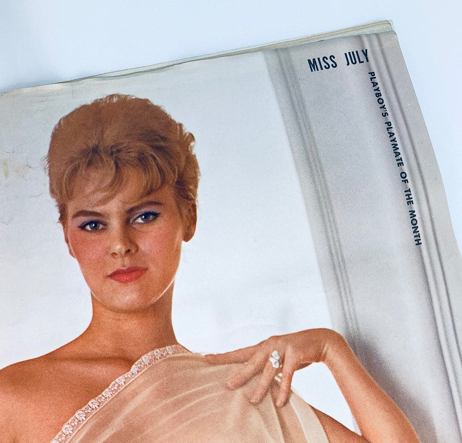 VTG Playboy Magazine July 1962 featuring Unne Terjesen as Miss July, showcasing her captivating beauty with an elegant pose.