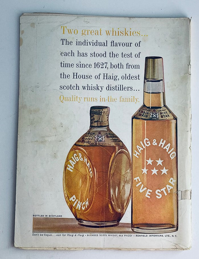 VTG Playboy Magazine May 1961 back cover showcasing an advertisement for Haig & Haig whisky with historical branding and product imagery.