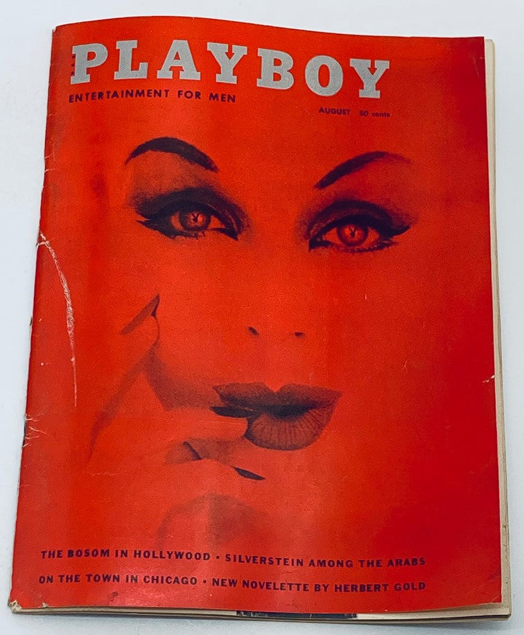 VTG Playboy Magazine August 1959 Cover featuring an artistic design with a striking image of a woman and bold title. A nostalgic collector's item representing cultural significance.
