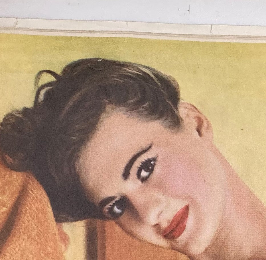 Detailed image of Virginia Gordon, the centerfold from vintage Playboy Magazine January 1959, showcasing her classic beauty and vintage glamour.