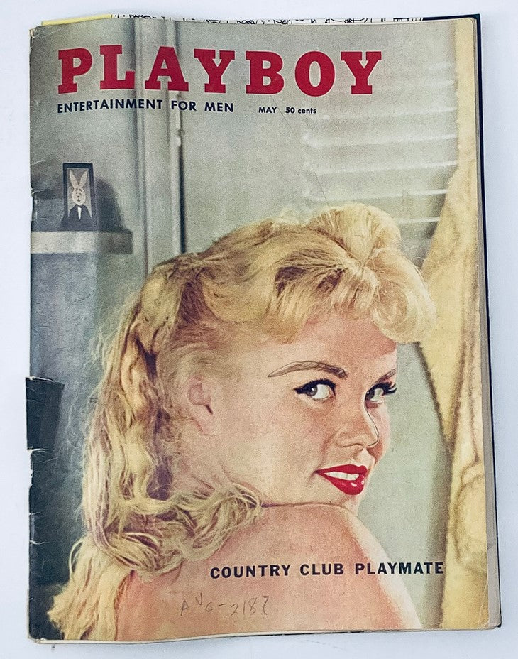 VTG Playboy Magazine May 1958 Corinne Cole Cover featuring a glamorous blonde model with red lips, highlighting its vintage appeal for collectors.