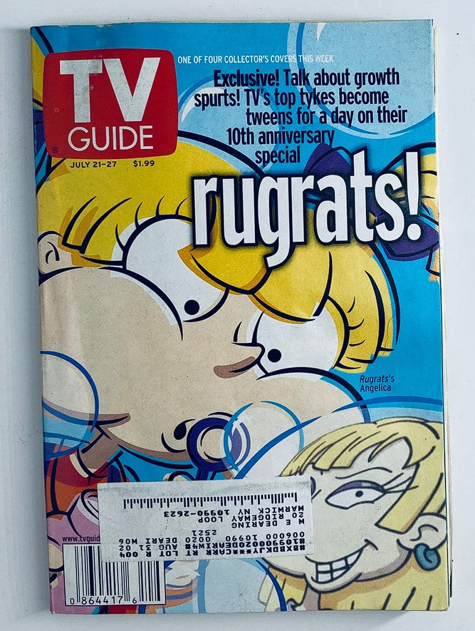 TV Guide Magazine from July 21, 2001 featuring Rugrats character Angelica on the cover, celebrating the show's 10th anniversary.