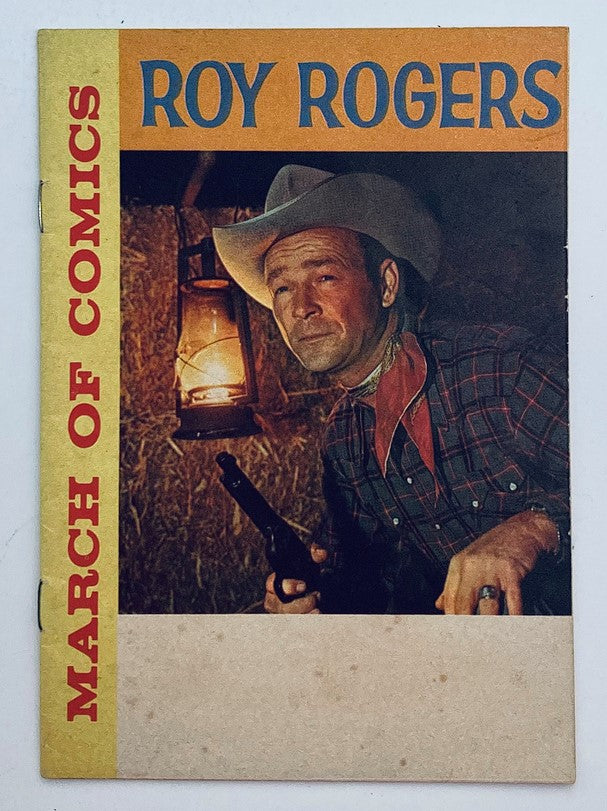 Cover of the 1960 March Of Comics Roy Rogers Issue No. 206 featuring Roy Rogers with a lantern, showcasing classic Americana and vintage comic artistry.