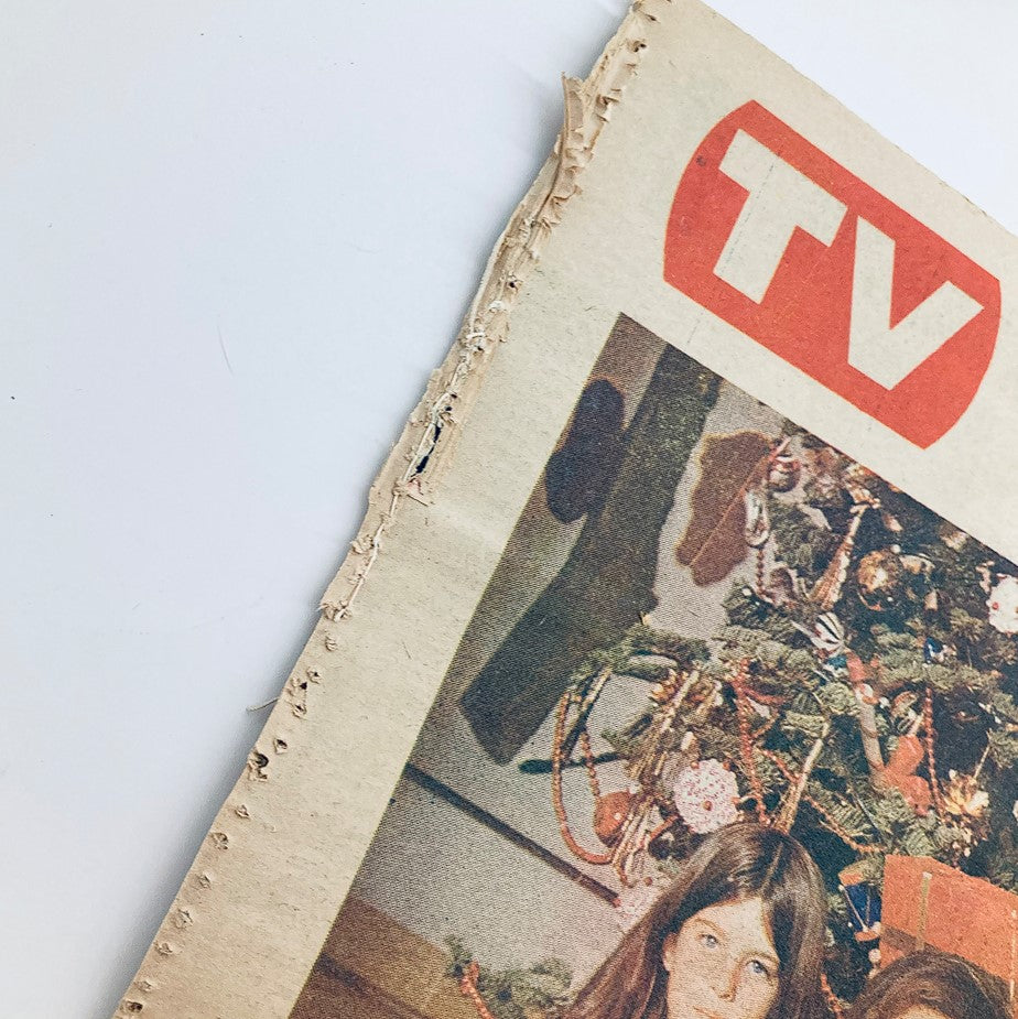 Close-up of the front cover of The Indianapolis Star TV Week December 12 1971, highlighting the title 'TV' and a festive Christmas tree.