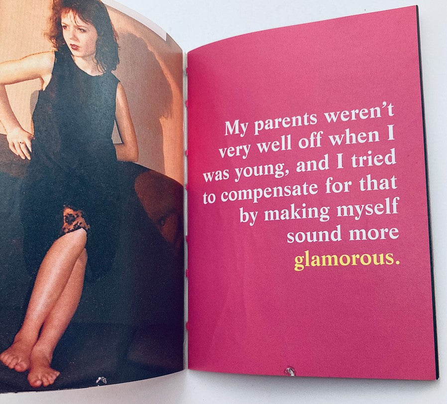 An inspirational quote from Geri Halliwell in the 1997 Official Spice Girls Minibook discussing the ideas of glamour and self-expression.