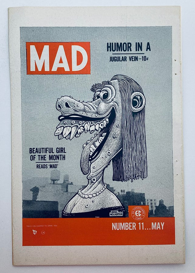 Cover of The Nostalgic Mad Magazine displaying a quirky illustration with the heading 'Beautiful Girl of the Month,' highlighting classic comic design.