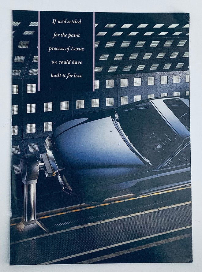 1995 Mazda Millenia Dealer Showroom Sales Brochure Catalog featuring a high-quality image of the vehicle in a paint process setting, highlighting the manufacturing quality and design.