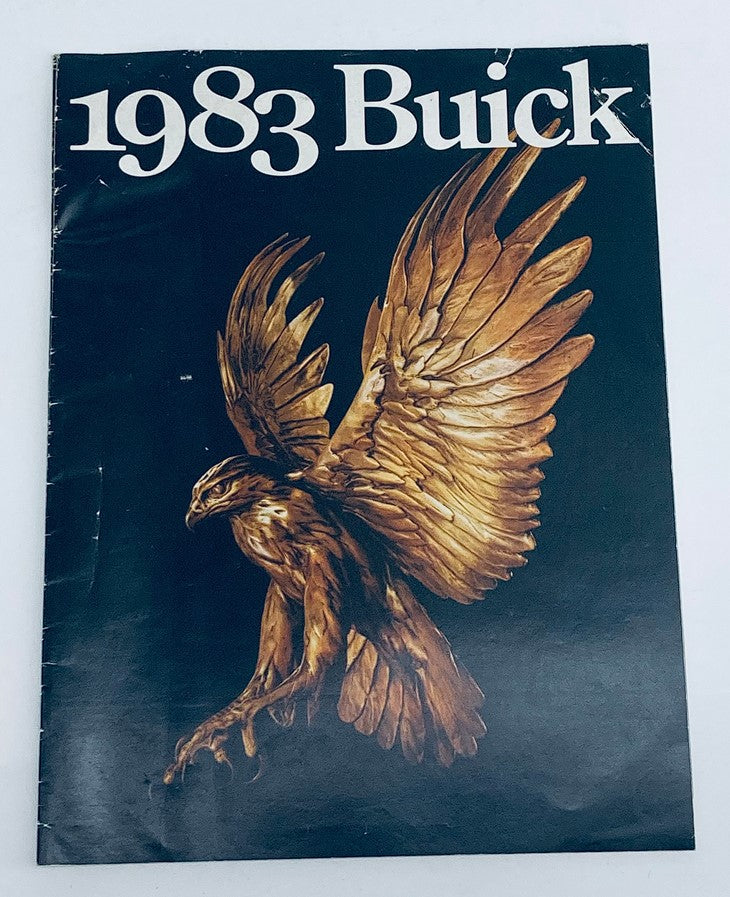 Cover of the 1983 Buick Full Lineup Dealer Showroom Sales Brochure, featuring an artistic illustration of a bird in flight with detailed wings, symbolizing the elegance and style of Buick vehicles from that year.