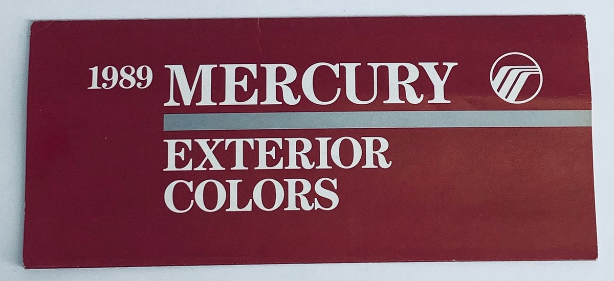 1993 Mercury Exterior Colors Dealer Showroom Sales Brochure showcasing the cover design with '1989 MERCURY EXTERIOR COLORS' text.