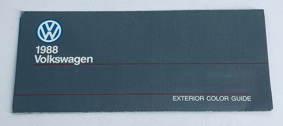 1988 Volkswagen Exterior Guide Dealer Showroom Sales Brochure Cover featuring the Volkswagen logo and a gray background.