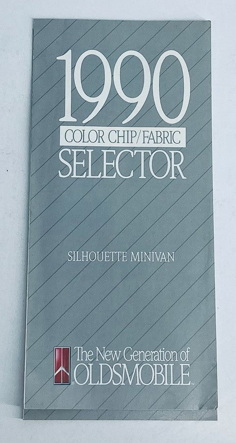 Cover of the 1990 Oldsmobile Color Chip/Fabric Selector showing Silhouette Minivan model, featuring the logo of The New Generation of Oldsmobile.