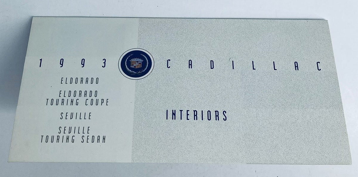 Front cover of the 1993 Cadillac Seville Interiors Dealer Showroom Sale Brochure Guide Catalog featuring the Cadillac logo.