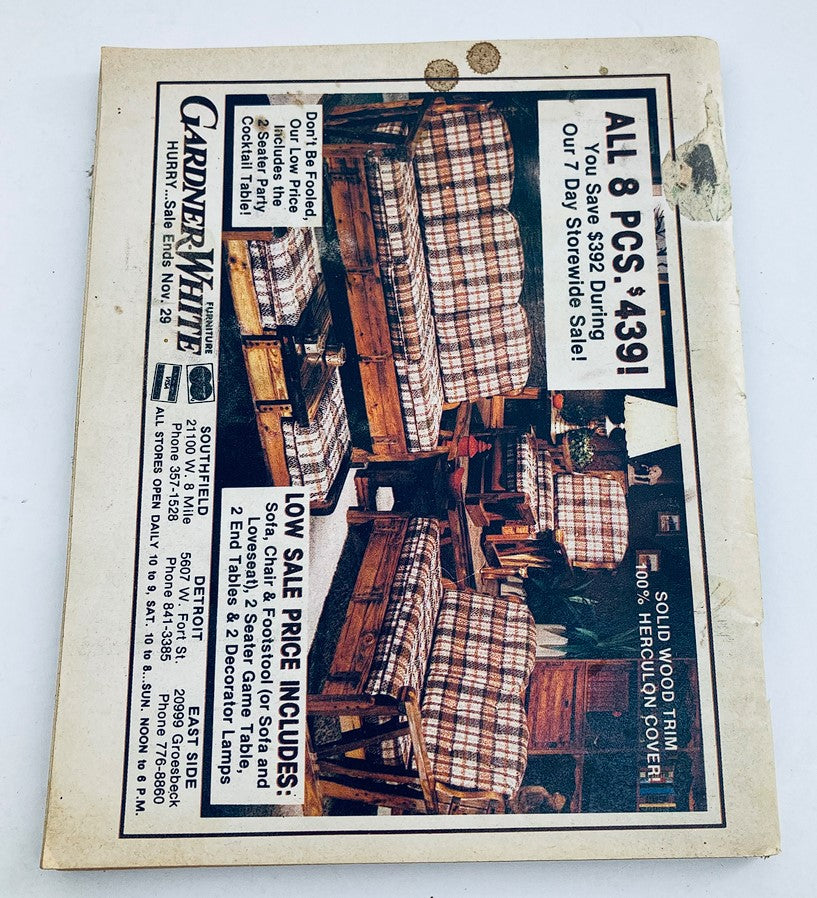 Back cover of the Vintage Television magazine featuring an advertisement, published by The Detroit News, dated November 22-28, 1981.