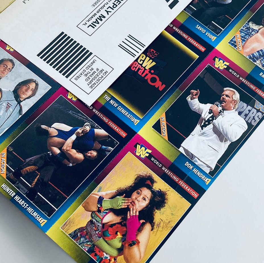 WWF World Wrestling Federation Magazine September 1995 featuring trading cards of wrestling superstars including Hunter Hearst Helmsley and Dok Hendrix.