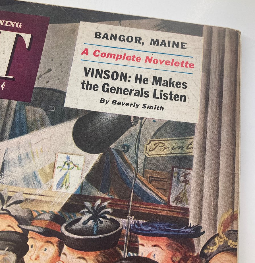 Close-up of the cover title from The Saturday Evening Post March 10, 1951, highlighting the article "Vinson: He Makes the Generals Listen" by Beverly Smith.