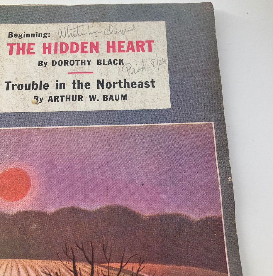 Detail from The Saturday Evening Post January 12, 1946 cover highlighting the story titles 'The Hidden Heart' and 'Trouble in the Northeast' by Dorothy Black and Arthur W. Baum.