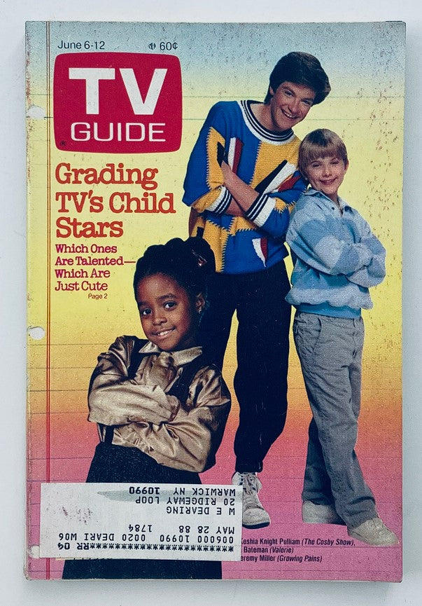 Cover of TV Guide Magazine June 6, 1987 featuring Jason Bateman and Jeremy Miller, highlighting a feature on grading TV's child stars.