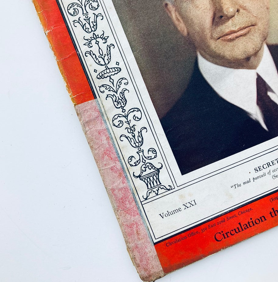 Close-up view of the cover of the vintage Time Magazine from April 17, 1933, Volume 21 #16 highlighting Secretary of State Cordell Hull.