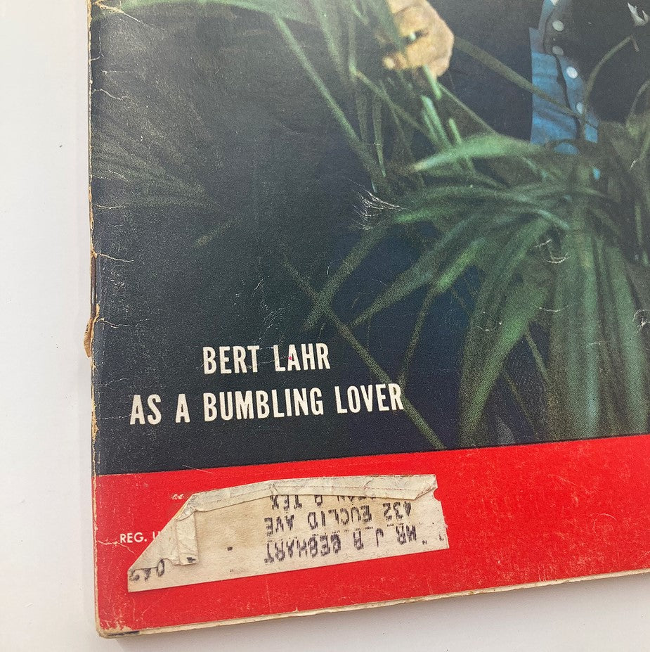 Close-up of the cover of VTG Life Magazine May 13 1957 featuring Bert Lahr as a bumbling lover, showcasing vintage typography and elements.
