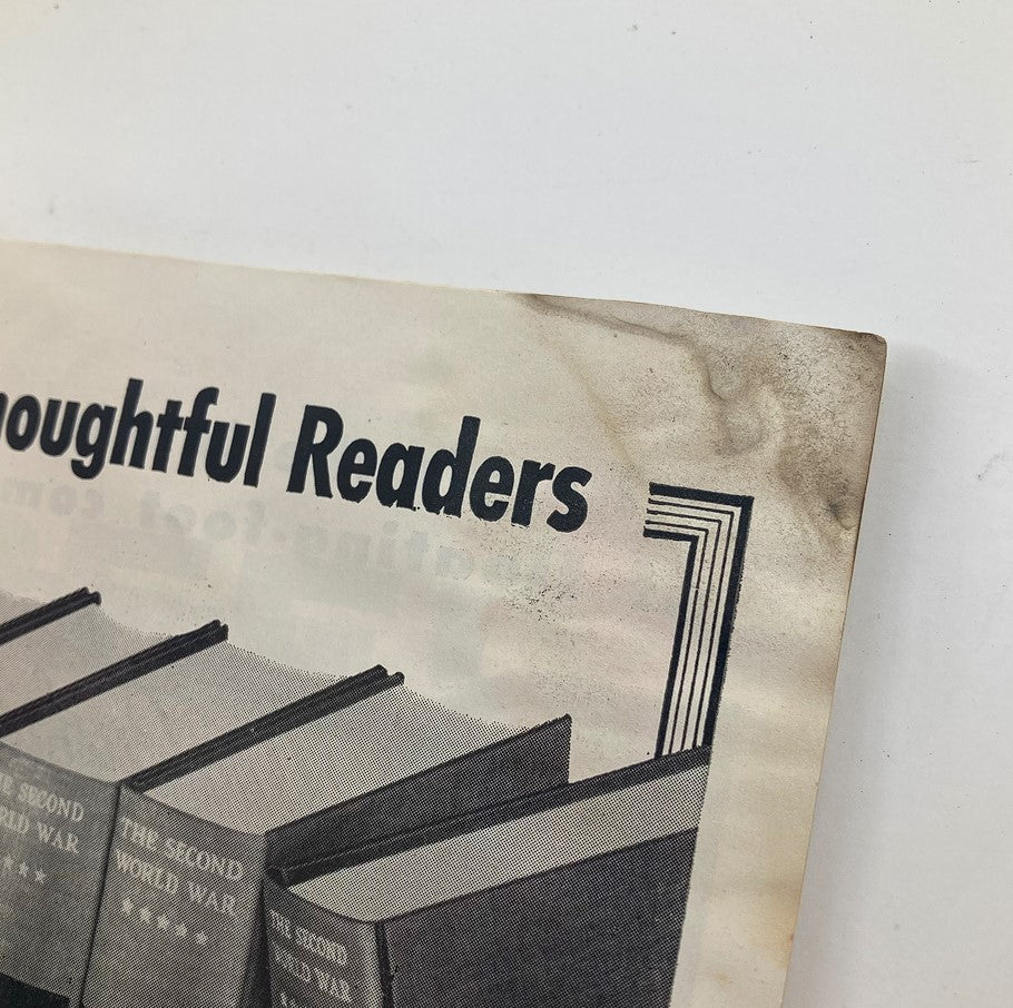 Close-up of a page in VTG Esquire Magazine September 1954 featuring the title "Thoughtful Readers" and a vintage design.