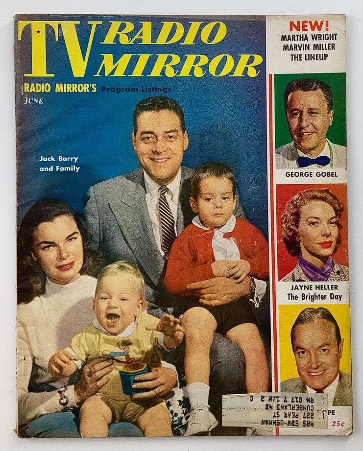 Cover of VTG TV Radio Mirror Magazine from June 1956 featuring Jack Barry and his family, showcasing program listings and nostalgic imagery from the 1950s.