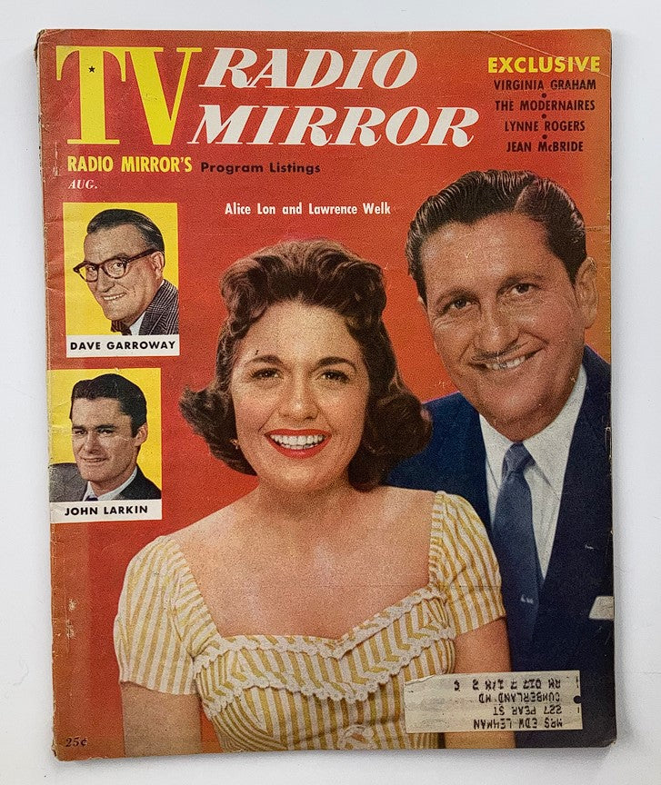 Cover of VTG TV Radio Mirror Magazine August 1956 featuring Alice Lon and Lawrence Welk.