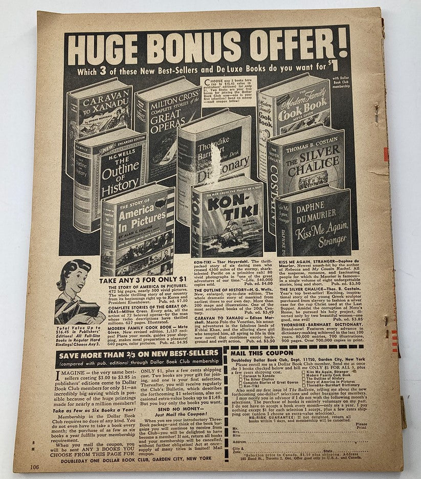 Promotional advertisement page in VTG Radio-TV Mirror Magazine November 1953 showcasing book offers.