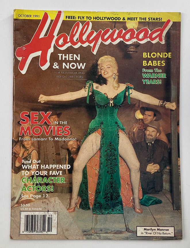 Cover of Hollywood Then & Now Magazine, October 1991, Vol 24 #10 featuring Marilyn Monroe in a glamorous green dress, with the words 'Hollywood Then & Now' prominently displayed.