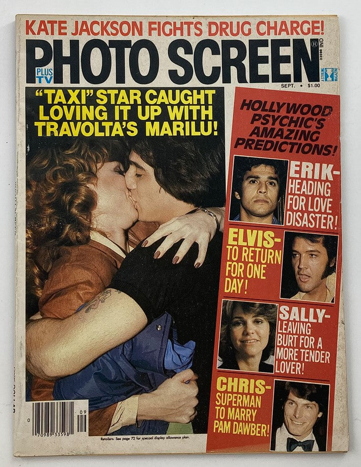 VTG Photo Screen Magazine September 1979 featuring Elvis Presley on the cover, showcasing captivating pop culture moments with headlines about various stars.