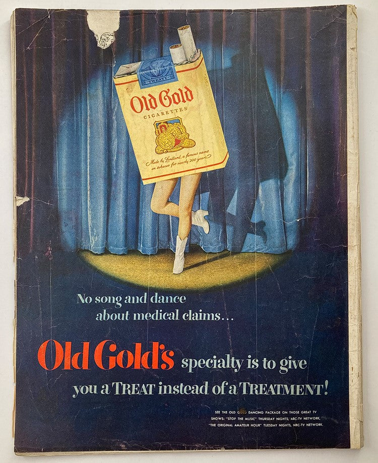 Back cover of The Saturday Evening Post June 23 1951 featuring an advertisement for Old Gold cigarettes, representing the advertising style of the 1950s.