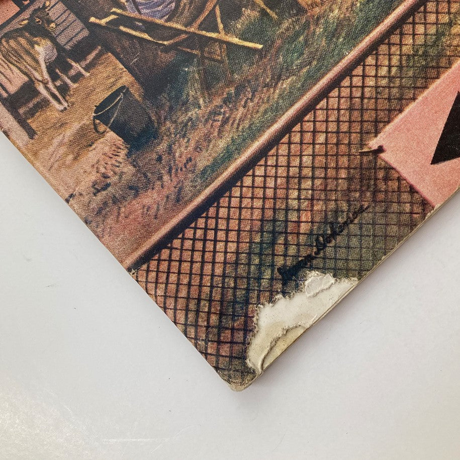 Close-up of the cover of The Saturday Evening Post August 28, 1948 showing details and wear on the edge, titled 'The Epic of The Canadian Pacific'.