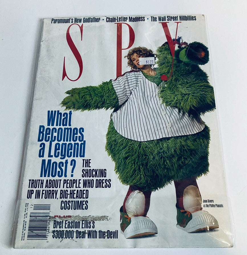 Another view of Spy Magazine December 1990 cover featuring Joan Rivers as the Phillie Phanatic, emphasizing vintage magazine collectible.