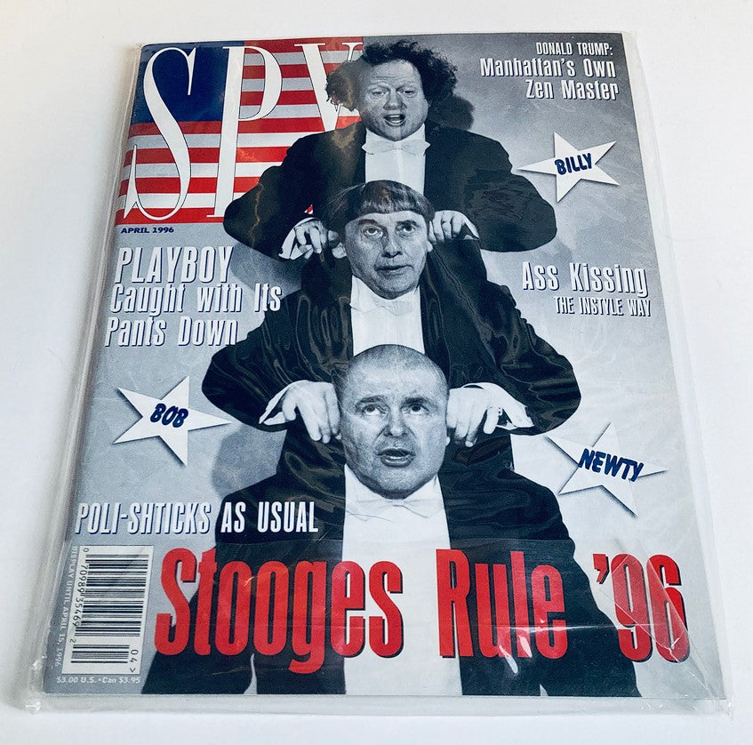 Spy Magazine March 1996 Vol 10 #2 cover featuring the headline 'Stooges Rule '96', showcasing a humorous parody with iconic characters, reflecting the edgy satire of the publication.