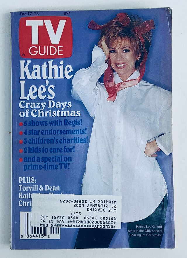 TV Guide Magazine December 17 1994 featuring Kathie Lee Gifford on the cover, showcasing her holiday special titled 'Kathie Lee's Crazy Days of Christmas'. The magazine highlights TV programming insights from the 1990s.