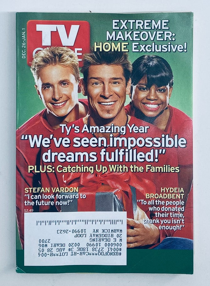 Cover of TV Guide Magazine December 26, 2004 featuring Hydeia Broadbent and Ty Pennington, highlighting 'We've seen impossible dreams fulfilled!' and 'Extreme Makeover: Home Exclusive!' This vintage magazine captures early 2000s television culture.