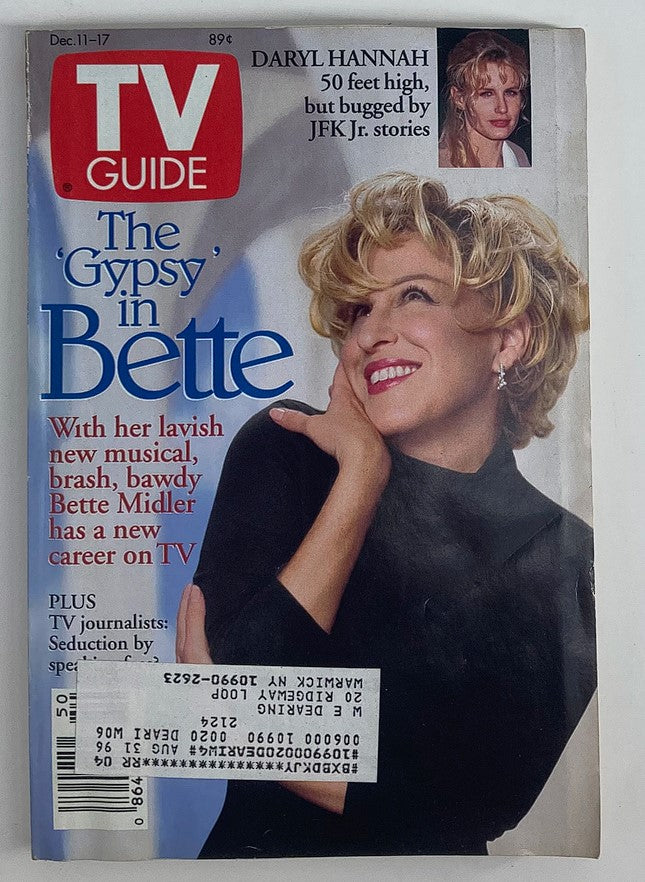 TV Guide Magazine cover from December 11, 1993 featuring Bette Midler and Daryl Hannah. The cover highlights Bette Midler in a glamorous pose with the headline 'The Gypsy in Bette' and a mention of Daryl Hannah.