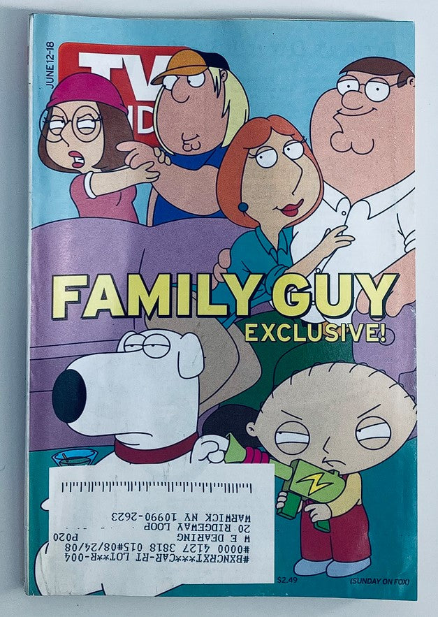 Cover of TV Guide Magazine June 12, 2005 featuring Family Guy Exclusive, showcasing main characters like Peter, Lois, Stewie, and Brian, emphasizing its significance as a collectible item.