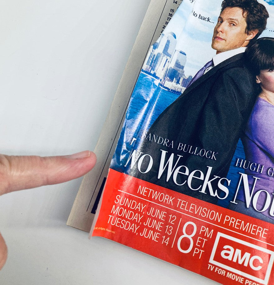 Inside view of TV Guide Magazine June 12, 2005 showing a television premiere advertisement for No Weeks Notice, illustrating the magazine's context and vintage appeal.
