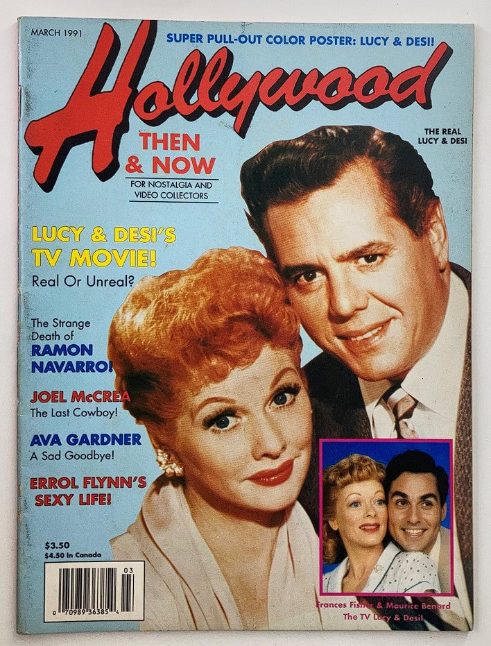 Hollywood Magazine Then & Now, March 1991, featuring Lucille Ball and Desi Arnaz on the cover, along with a pull-out poster.