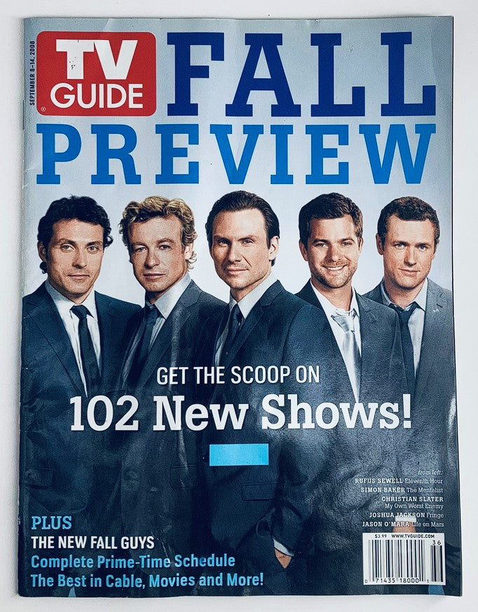 TV Guide Magazine September 8 2008 Vol. 56 #36 Issue #2895-2896 featuring Rufus Sewell on the cover, showcasing vintage television culture and entertainment trends from that era.