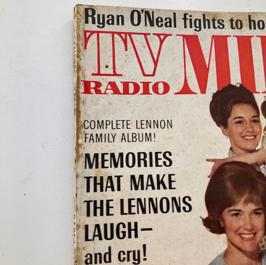 Close-up of the VTG TV Radio Mirror Magazine September 1966 cover, showcasing the title and details including 'Memories that make the Lennons laugh and cry' along with a photo of Dorothy Malone.