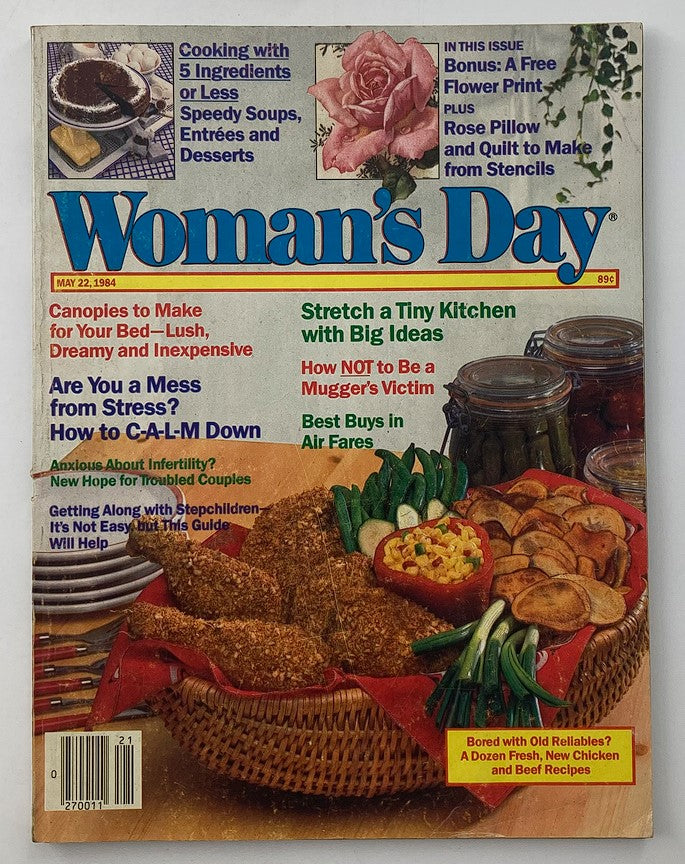Cover of the VTG Woman's Day Magazine from May 22, 1984, featuring the title and articles focused on urban safety, cooking, and garden tips.