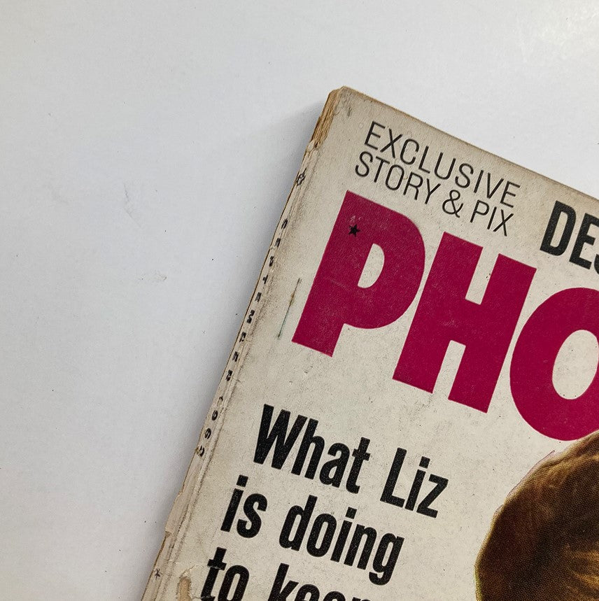 Close-up of the top corner of the VTG Photoplay Magazine September 1962, highlighting the title and a glimpse of a headline regarding Elizabeth Taylor, demonstrating the magazine's vintage allure.