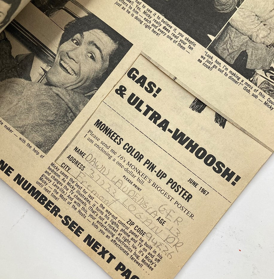 Another questionnaire page from VTG 16 Magazine June 1967 Vol 9 #1 The Monkees & Me showing the fan's favorites and comments.