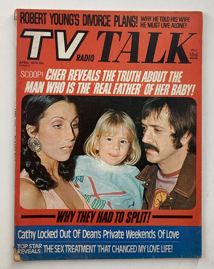 VTG TV Radio Talk Magazine - April 1974 featuring Sonny and Cher on the cover, showcasing classic pop culture from the 1970s.