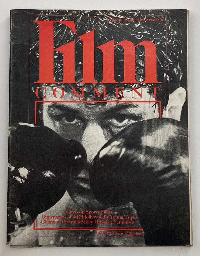 Cover of VTG Film Comment Magazine November 1980 Vol 16 #6 featuring a dramatic black and white photograph of a boxer, emphasizing bold red typography.