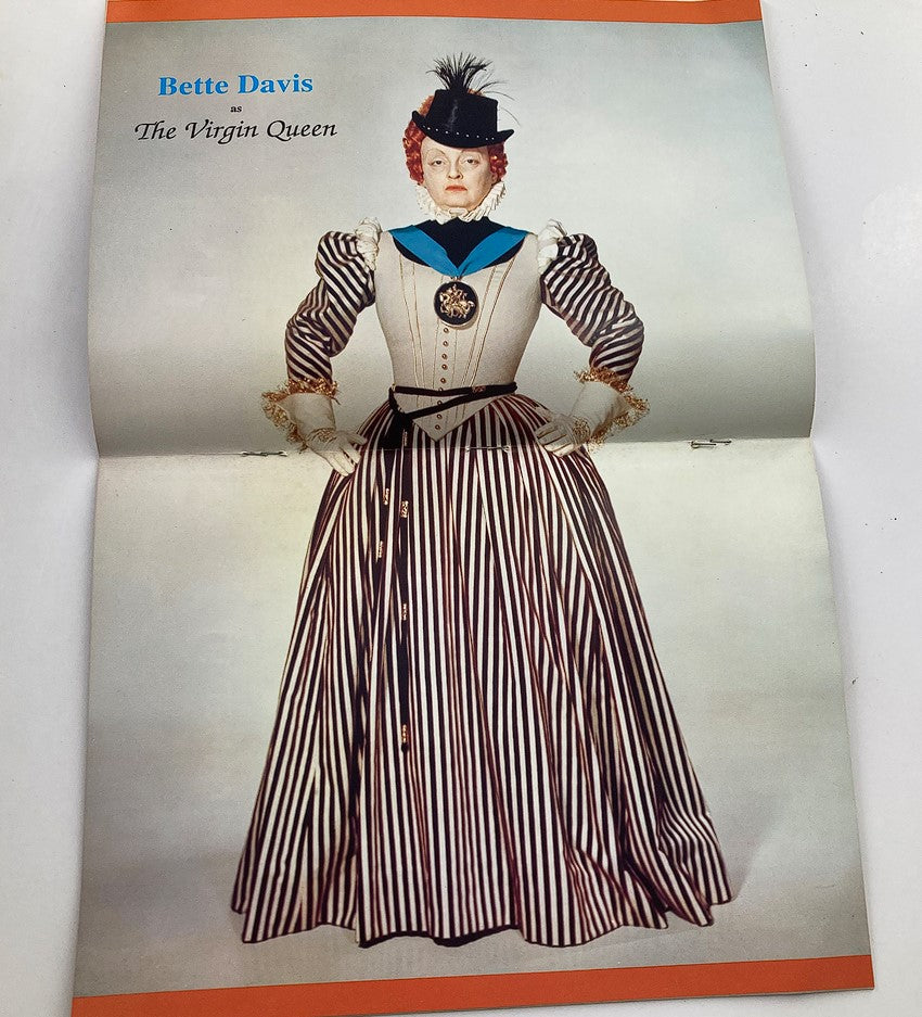 Poster insert from VTG Hollywood Studio Magazine Then & Now February 1989 depicting Bette Davis in character as The Virgin Queen, illustrating the magazine's tribute to iconic performances.