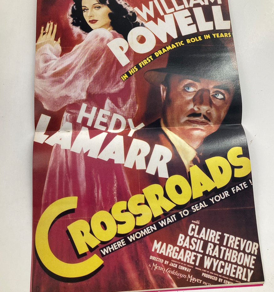 Vintage promotional poster included in Hollywood Studio Magazine Then & Now May 1990, featuring Hedy Lamarr and William Powell in the film Crossroads.